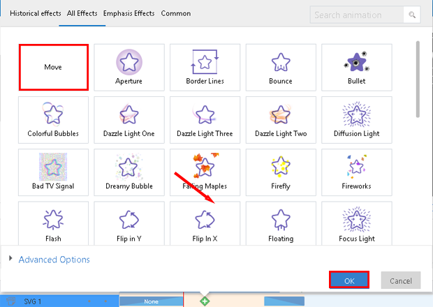 how to add move animation effect